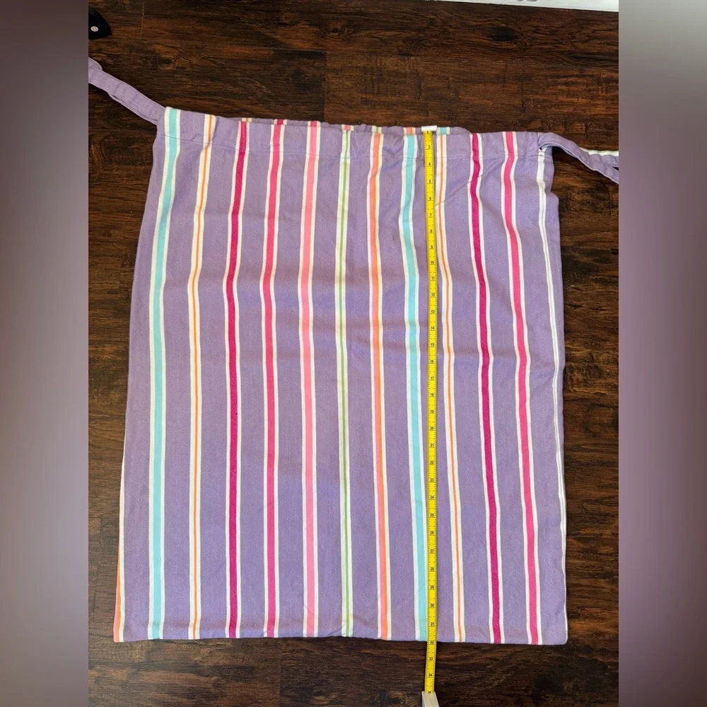 Pottery Barn Kids Purple Rainbow Striped Laundry Liner w/Drawstring Ties EUC